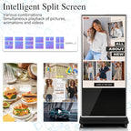 65" 4K LCD Touchscreen Digital Signage Display, Indoor Floor Standing Advertising Player, Commercial Digital Signage Kiosk with Auto AD Player, HDMI WiFi Bluetooth Input, Android 12.0 Black