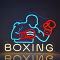 Boxing Neon Sign, Neon Lights Hanging Wall Art Decoration for Fitness Club Gym Sports Room Workout Game Room Man Cave Boys Gifts, USB Powered Ultra Bright Dimmable, 16.1 * 12.2 inches