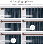 NICETOWN Thick Linen Semi Sheer Navy Blue Curtains 108 inches Long, Pleat Tape Semi Sheer Privacy Added with Light Filtering Window Treatments for Living Room/Bedroom, W52 x L108, 2 Panels