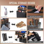Wearable Cleaning Caddy, Cleaning Caddy Supplies Organizer with Handle & Shoulder Straps for Housekeepers, Under Sink & Car Cleaning Tool Organizers Bag with 4 Foldable Divider (Brown)