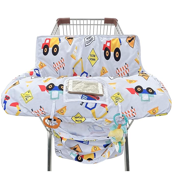Shopping Cart Cover for Baby,2-in-1 High Chair Cover with Portable Cloth Bag,Cart Seat Pad for Babies Grocery Cushion Cover Restaurant,Suitable for All Supermarkets