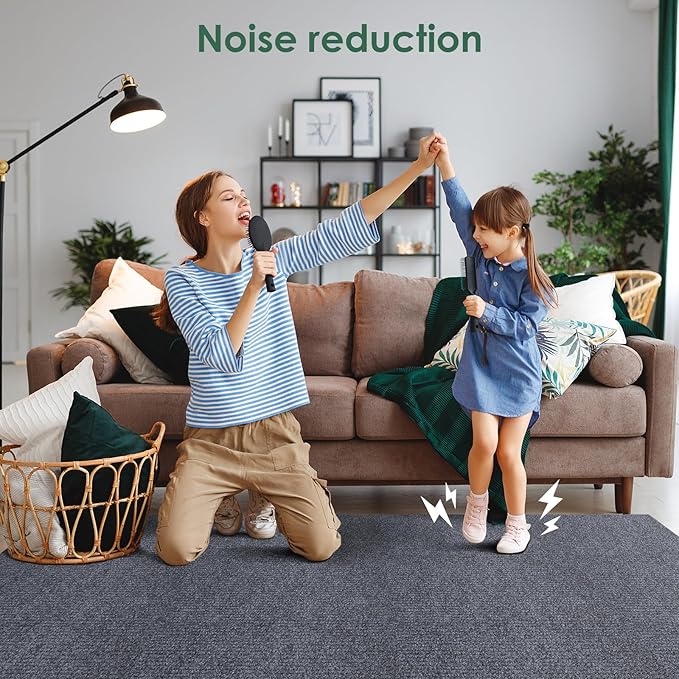 30 Pack Carpet Tile - 12” X 12” Self Adhesive Carpet Floor Tiles Anti-Slip Squares Peel and Stick Floor Tile DIY Installation for Bedroom (Dark Gray)