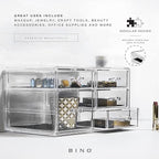 BINO | 5-Drawer Makeup Organizer, Lexington Avenue | THE MANHATTAN SERIES | Modular Design Storage Drawers | Vanity Acrylic Organizers | Stackable Storage Bins | Clear Makeup Organizers And Storage