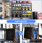IZEUK 5-Tier Storage Shelving Unit with Wheels, Adjustable Heavy Duty Steel Wire Rack Organizer (Black, 17.7" D x 47.2" W x 76.7" H, 1750 lbs Capacity) for Garage, Kitchen, Office, Laundry, Basement
