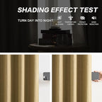 DUALIFE Gold Tan Pinch Pleated Blackout Curtains 138 Inches Long, Back Tab with Hooks, Linen Full Black Out Thermal Insulated Track Curtain for Bedroom Living Room,40 W x 138 L, 2 Panels