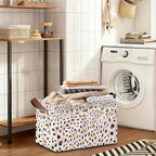 32L Large Storage Bins with Handles, Basket Organizer for Shelves, Closet, Books, Laundry & Home Decor (Pink Leopard Print)