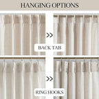 Vision Home Natural Pinch Pleated Semi Sheer Curtains Textured Linen Blended Light Filtering Window Curtains 120 inch for Living Room Bedroom Pinch Pleat Drapes with Hooks 10ft 2 Panels 42" Wx120 L
