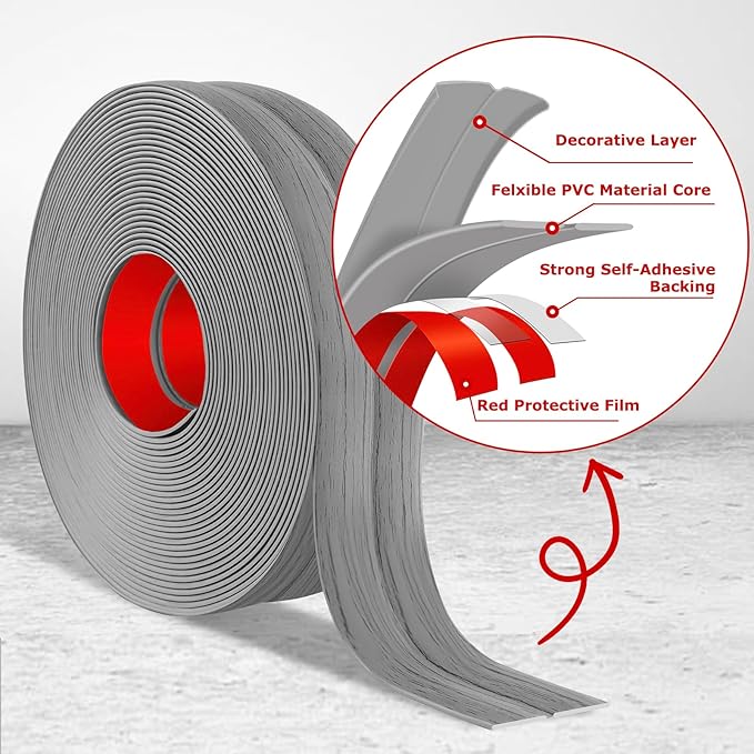 Flexible Wall Corner Protector Moulding Trim Peel and Stick Wall Corner Guards Edge Protector Self Adhesive Molding Trim Strip for Edge Ceiling (Light Gray Wood Grain, 1.6 in x 20 Ft)