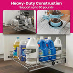 HOLDN’ STORAGE Pull Out Cabinet Organizer, Heavy Duty Caddy w/Lifetime Limited Warranty - 28”W x 21”D - Requires At Least 29-1/4” Cabinet Opening, Steel Metal Cabinet Drawers Slide Out, Chrome