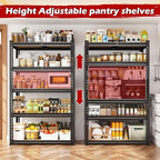 REIBII Storage Shelves 5 Tier Adjustable Garage Shelving Heavy Duty Metal Shelving 2020LBS Metal Shelf 59.8" H Pantry Shelf for Garage Pantry Closet Kitchen Basement 28" W x 12" D x 59.8" H, Black