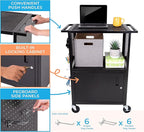 Line Leader Stellar AV Cart - Computer Cart with Customizable Pegboard & Hooks, Locking Cabinet, UL Certified Power, Mobile Workstation with Locking Wheels, Ideal for Laptop & Charger Storage