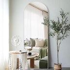 TinyTimes 70''x26'' Full Length Mirror, Large Arched Floor Mirror with Stand, Oversized Wall Mirror, Full Body Mirrors Standing Leaning for Living Room, Bedroom (White)