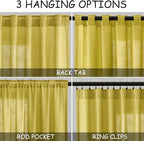 Celery Yellow Curtains 96 Inch Long 2 Panels Set Back Tab Rod Pocket Linen Blend Textured Semi Sheer Light Filtering Boho Decor Curtains Aesthetic Room Decor for Bedroom and Living Room 8Ft 52x96 Inch