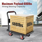 Upgraded Foldable Push Cart Dolly | 800 lbs. Capacity Moving Platform Hand Truck | Heavy Duty Space Saving Collapsible | 5‘’ TPR 360-Degree Silent Wheels | 2 Swivel Wheels and 2 Rigid Wheels