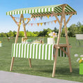 Collapsible Wooden Food Cart with Wheels, Heavy Duty Mobile Vendor Stand for Farmers Market, Snacks, Desserts and Street Kiosk(Green,120cm/47.2in)