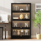 Display Cabinet with Acrylic Glass Doors,4-Tiers Curio Cabinet with LED Lighting for Collectibles, Collectibles Toy Organizers Rack & Display Shelf Display Case Storage Cabinet, Black