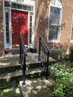 Hand Rails for Outdoor Steps,4 Step Stair Handrail & Indoor Stair Railing Kit，Metty Metal Railings for Outdoor Steps and Hand Rails for Seniors for Porch Railing -Blcak
