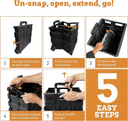 Inspired Living Collapsible Ultra-Slim Pack-N-Roll, 2 Wheel Utility Cart , With Telescopic Handle - Super Strong up to 80 Lbs Load Capacity, Black