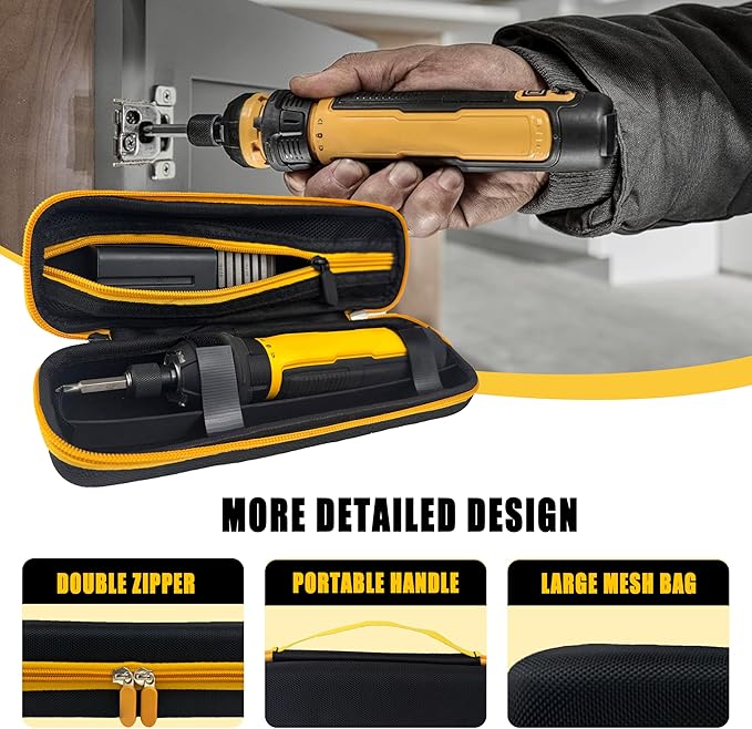 Tool Storage Case for DEWALT Cordless Screwdriver (DWHT66719) ，with Removable Divider and Mesh Pocket for electric screwdriver Bits(Box Only)