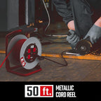 CRAFTSMAN 50 Ft. Contractor Edition Retractable Extension Cord Reel with 4 Outlets & Heavy Duty 12AWG SJTW Cable