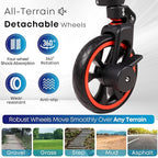 Collapsible Canopy Wagon, Foldable Wagon Stroller with 330LBS, Heavy Duty Cart with Shock-Absorbing Wheels, Adjustable Push Pulling Handles for Camping, Garden, Sports, Shopping, Blue