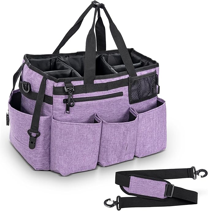 Wearable Cleaning Caddy Bag for Cleaning Supplies,Large Capacity Cleaning Organizer Purple