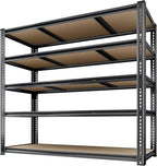 48"W Garage Shelving, 3050LBS Storage Shelves Heavy Duty, 5 Tier Metal Shelving Unit Adjustable Garage Shelves Heavy Duty Shelving for Warehouse,Commercial, Kitchen, 48" W × 24" D × 72" H, Black