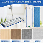 12 Pack Replacement Microfiber Pad - Thick - Universal Commercial 17-18 Inch Mop Head- Heavy Duty - Wet & Dry Commercial Cleaning Refills Reusable Mop Refills Fit for Most Microfiber Flat Mop System