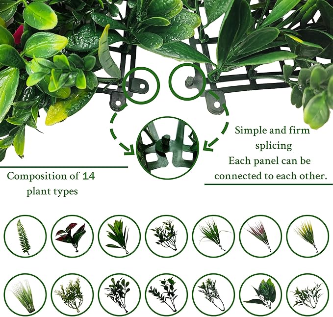Artificial Plant Wall Panels: 40"×120" UV-Anti Faux Grass Wall Backdrop Boxwood Ivy Fence Privacy Screen Fake Greenery Leaf Hedge for Outdoor,Indoor,Garden,Backyard and Home Decor