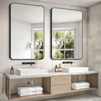 FORBATH Black Bathroom Mirror, Rectangular Vanity Mirror 30 x 48 Inch Wall Rounded Corner Metal Framed Bathroom Mirror for Living Room Bedroom Entryway Decor (Horizontal/Vertical)