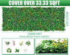 Grass Wall, Artificial Tropical Boxwood Panels 40"x120"(33.33 SQFT), Privacy Hedge Fence Screen with UV Protection, Greenery Backdrop for Indoor Home Wedding Decor and Outdoor Patio Backyard
