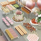 6 Pack Dessert Table Display Set, Clear Acrylic Dessert Display Stands with 3 Pack Dessert Tray Platters Buffet Risers for Pastry Food Fruit Candy Treat for Wedding Birthday Party