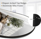 64"x21"Floor Mirror Arched Full Length Mirros, Mirror Floor Length Standing Hanging or Leaning & Large Full Body & Wall Mirror for Bedroom, Living Room, Aluminum Frame, Black