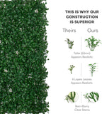 flybold Artificial Boxwood Hedge Panels - Grass Wall Backdrop Decor Indoor and Outdoors - Greenery Wall, Faux,Fake Grass Wall - Decorative Hedge, Garden Fence Panels - 20x20 inch - Pack of 6
