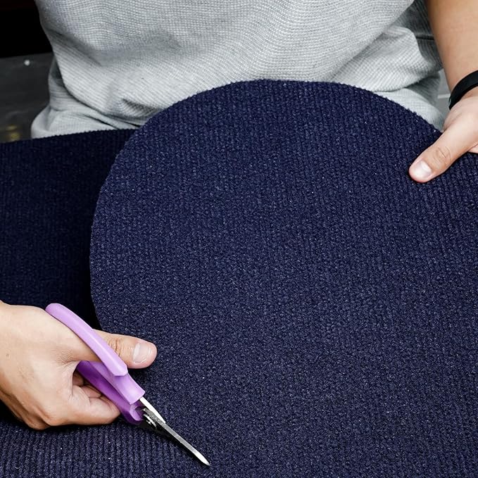 Carpet Tiles Peel and Stick, Self Adhesive Carpet Floor Tile 24" x 24", Dark Blue Soft Padded Flooring Sticker, Home Decor for Bedroom Living Room Office, 10 Tiles per Box