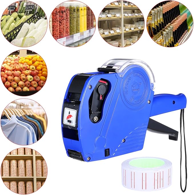 2 Pack Pricing Gun - 8 Digits Price Tag Gun with 8000 Labels & 4 Ink Rollers Kit Blue Pricing Label Maker for Retailer,Supermarket (Blue)