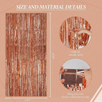 3 Pack Foil Fringe Backdrop - Rose Gold Shiny Tinsel Curtains for Party Decoration/Photo Booth Props - 3.3x8.2 FT Metallic Foil Backdrop for Birthday, Wedding, Graduation, Christmas.