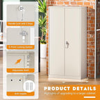 Greenvelly Steel SnapIt Storage Cabinet 72" Locking Metal Storage Cabinet with 4 Adjustable Shelves, Lockable Metal Organization with 2 Doors and Lock for Office, Garage, Home (Grey)