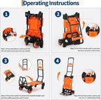 Garvee Folding Hand Truck, 330 LB Heavy Duty Dolly Cart with Foldable Basket, Portable Folding Hand Cart with Bungee Rope, Rubber Wheels and Retractable Handle for Luggage, Moving, Office, Orange