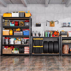 Garage Shelving-2050 lbs 5 Tier Storage Shelves,Adjustable Heavy Duty Metal Shelving Unit and Storage Large Rack,Utility Steel Shelf for Warehouse Industrial Pantry Basement -78"x46"x20",Black
