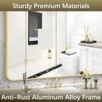 Arched Bathroom Mirror, 30"x48" Gold Arched Mirror for Bathroom, Wall Mounted Mirror, Gold Vanity Wall Mirror w/Metal Frame for Bedroom, Entryway, Living Room, Vertically Hanging