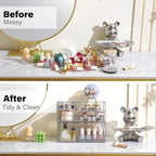 Prsildan Acrylic Drawer Makeup Organizer with 6 Drawers (Not for Baby Bottle), Set of 2 Office Desk Organizers Accessories, Clear Stackable Storage Drawers for Vanity, Craft (Largest Drawer 4" Tall)