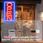Led Neon Open Signs for Business,16.5"X 9" Ultra Bright Open Signs, Powered by 12V/2A AC Adapter, 6 Levels Adjustable Bright Led Neon Open Sign for Bar Salon Coffee Stores Club Hotel (Vertical)