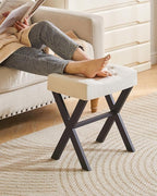 IBUYKE U-Shaped Linen Vanity Stool, Square Makeup Chair with X-Leg, Ottoman Seat Footrest Stool, Multi-Use as Small Side Table, for Bedroom, Living Room, Linen WBD018Y