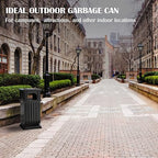 Black Stainless Steel Commercial Trash Can with Locking Lid, Heavy Duty Outdoor/Indoor Waste Container, Perforated Steel Panels, Removable Inner Bucket for Patio, Park, Garden-35.5x15.8x15.8in