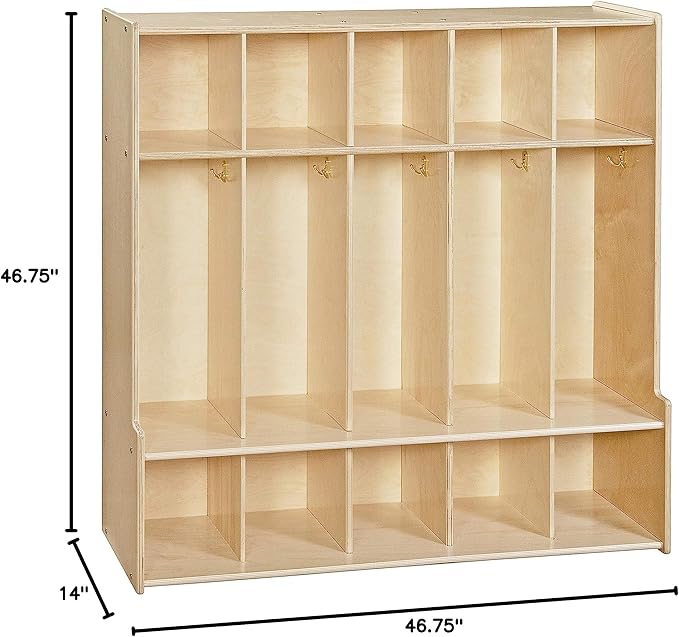 Contender 5-Section Coat Locker with Bench & Cubby Storage for Kids, Backpack Organizer with Cubbies Storage for Daycare, Preschool, Kindergarten [Natural]