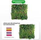 Artificial Grass Wall Panels for Indoor Outdoor, 40"x40" (11.09 Sq.Ft), 3D Boxwood Panels, Greenery Wall Backdrop for Home Living & Wedding Event Decor with DIY 60 PCS Flower,100 PCS Zip Ties