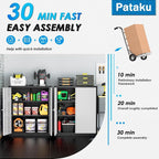 Pataku Metal Storage Cabinet, Garage Cabinet with Doors and Shelves 36" Hx32 Wx16 D, Steel Lockable File Cabinets for Office, Home, Garage, Basement, Industrial, Black Grey
