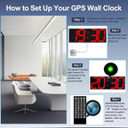 Digital Clock with Large Display 18.7 Inch, GPS Auto-Sync Time, Wall-Mounted with Remote Control, Ideal for Classroom Use