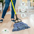 Super Clean Planet Heavy Duty Mop Head Refill (3-Pack) – Industrial Blue Cotton, Looped-End Wet Mop Heads for General, Commercial, Janitorial & Floor Cleaning